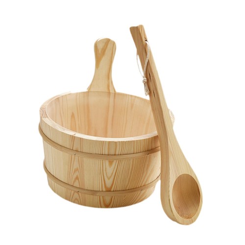 Wood sauna barrel and ladle - wood,