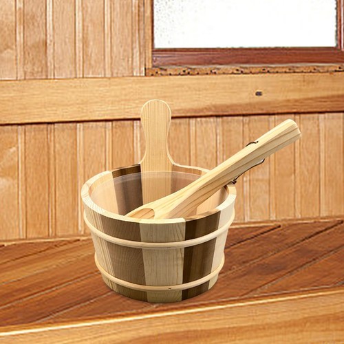 Wooden sauna barrel and - barrel, ladle