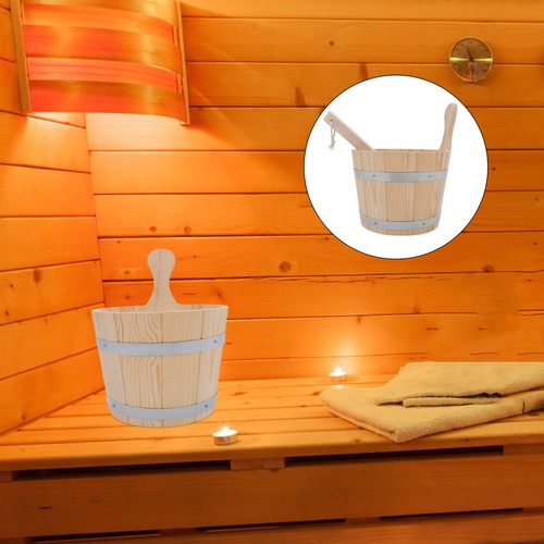 Wooden sauna bucket and ladle - wooden,
