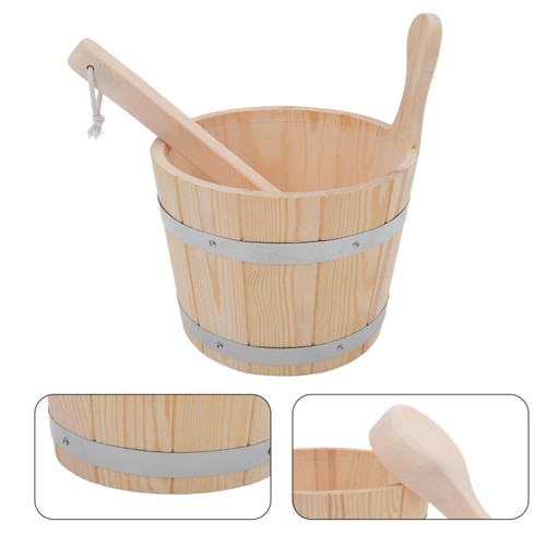 Wood sauna bucket and - wood, ladle