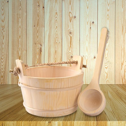 Wooden sauna barrel and ladle - barrel,