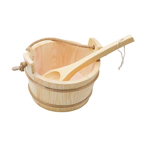 Wooden sauna bucket and - sauna, ladle
