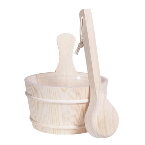 Sauna wooden bucket and ladle - bucket,