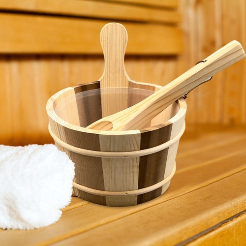 Wood sauna barrel and ladle - wood,