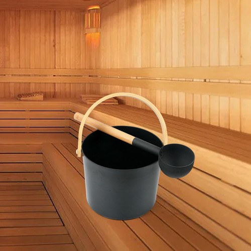 Sauna bucket with ladle - bucket, large
