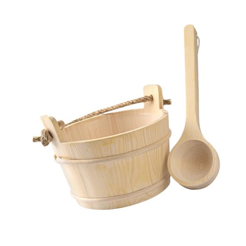 Wood sauna barrel and ladle - wood,